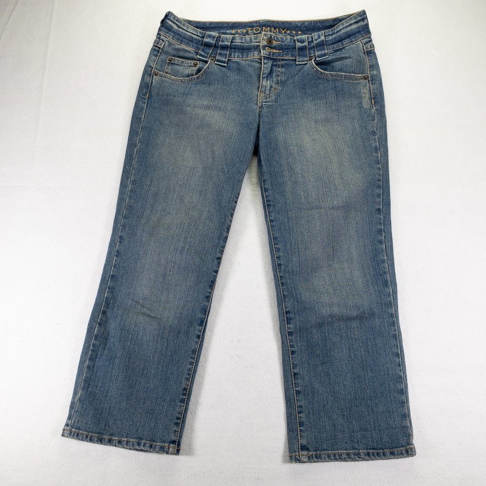 Tommy Womens Jeans Blue 7 Capri Mid Wash 5 Pocket Design Straight #0601